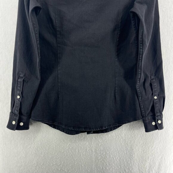 Asos Design Button Down Shirt Mens XS Black Denim Long Sleeve Classic Fit Casual - Picture 9 of 12